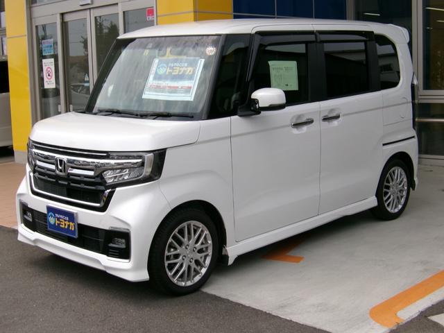 Ｎ－ＢＯＸカスタム Ｌターボ　雹災車　９インチプレミアムインターナビ　ＴＶ　バックカメラ　両側電動スライドドア　ＬＥＤオートライト　パーキングソナー　純正前後ドラレコ　シートヒーター　ハーフレザーシート（2枚目）