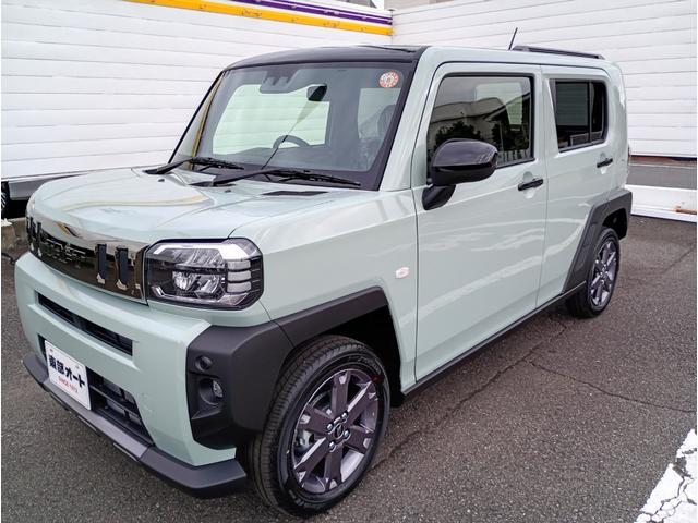 タフト G ダーククロムベンチャー 届出済未使用車 特別装備ダークブラックメッキ ガンメタリック塗装 フードガーニッシュ アンダーガーニッシュ バックドアガーニッシュ 15インチAW ブラックマイカメタリック塗装 ドアアウターハンドル(37枚目)