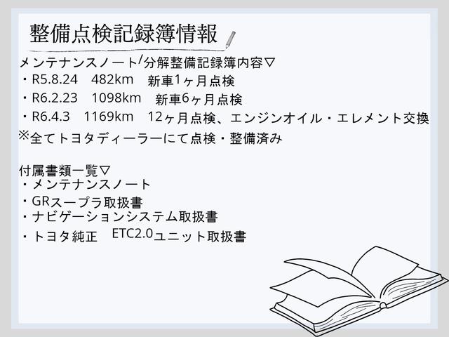 スープラ ＲＺ　ＧＲマフラー　バックカメラ　シートヒーター　クリアランスソナー　パワーシート　ＬＥＤヘッドランプ　衝突被害軽減システム　スマートキー　サイドエアバッグ　運転席エアバッグ　パワーステアリング　ＥＴＣ（24枚目）