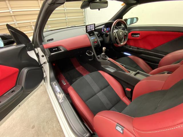 S660 モデューロX 純正MT 純正スカッフプレート 純正ドア内張(ボルドーレッド) 純正アクティブスポイラー スプーン製ブルーミラー 社外リアフラップ グリル一体型専用フロントバンパー 専用LEDフォグライト(8枚目)