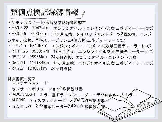 ランサー GSRエボリューションX 同色オールペン BLITZスプリング FAINALSPEEDホイール Defiメーター(ADVANCE ZD) アルパイン製ディスプレイオーディオ 純正フロアマット ミラー型デジタルルームミラー(25枚目)