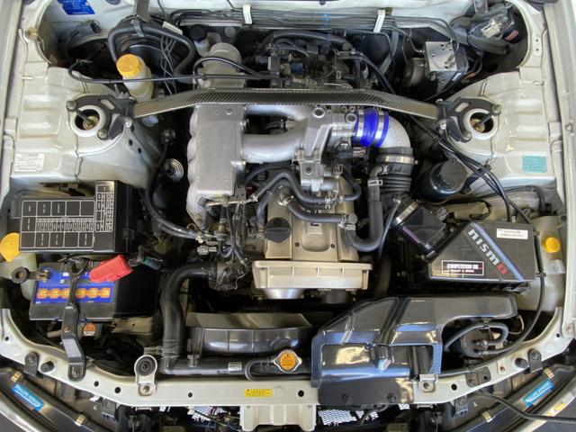 スカイライン 25GT-V 純正MT R34純正アルミボンネット アルティアFバンパー・Sスカート イーストベアーRバンパー・フェンダーモール バッドムーンレーシングマフラー TEIN車高調 WORKホイール フジツボエキマニ(17枚目)