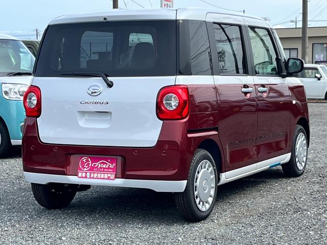 ムーヴキャンバス ストライプスＸ　届出済未使用車／両側パワースライドドア／衝突被害軽減ブレーキ／コーナーセンサー／スマートキー／プッシュスタート／オートエアコン／アイドリングストップ付き／オートライト／シートリフター／電動格納ミラー／（2枚目）