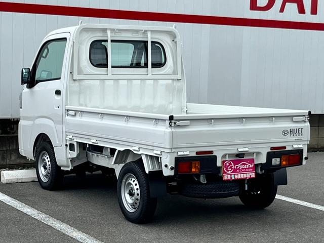 ハイゼットトラック スタンダードＳＡＩＩＩｔ　届出済未使用車／スマートアシスト／衝突被害軽減ブレーキ／コーナーセンサー／オートライト／オートハイビーム／アイドリングストップ／自社保証付き／車線逸脱抑制制御機能／府見間違い防止機能付／オーディオレス（34枚目）