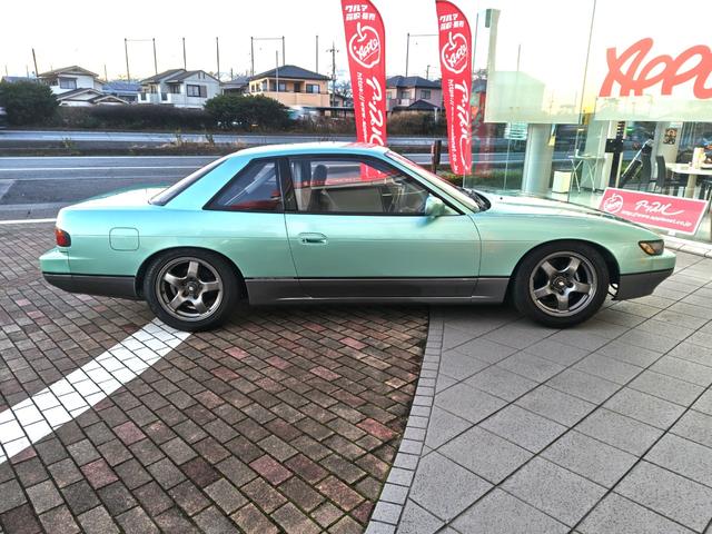 シルビア 　純正ライムグリーンＩＩ　純正５速　ＳＲ２０ＤＥＴ　２名公認　ＢＲＩＤＥフルバケ　Ｒ３２ＧＴＲホイール　エンジン内部改造有　ＴＯＭＥＩＣＮＣカム　ヘッドカバー加工　前置ＩＣ　ＨＫＳＧＴ－ＳＳタービン（14枚目）