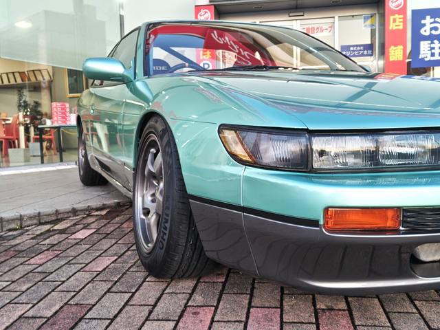 シルビア 　純正ライムグリーンＩＩ　純正５速　ＳＲ２０ＤＥＴ　２名公認　ＢＲＩＤＥフルバケ　Ｒ３２ＧＴＲホイール　エンジン内部改造有　ＴＯＭＥＩＣＮＣカム　ヘッドカバー加工　前置ＩＣ　ＨＫＳＧＴ－ＳＳタービン（15枚目）