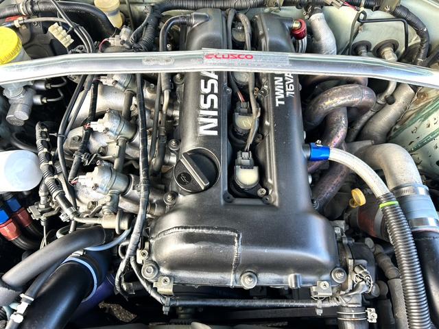シルビア 　純正ライムグリーンＩＩ　純正５速　ＳＲ２０ＤＥＴ　２名公認　ＢＲＩＤＥフルバケ　Ｒ３２ＧＴＲホイール　エンジン内部改造有　ＴＯＭＥＩＣＮＣカム　ヘッドカバー加工　前置ＩＣ　ＨＫＳＧＴ－ＳＳタービン（53枚目）