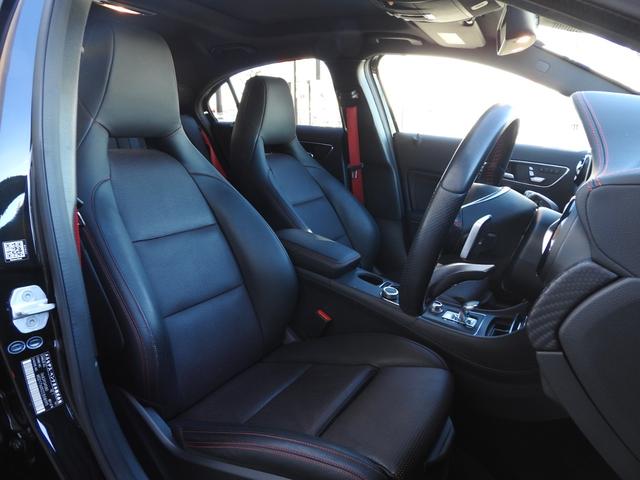 Ａクラス Ａ４５　４マチック　記録簿　純正アルミ　レッドキャリパー　純正ナビ地デジ　ドラレコ　アダプティブクルーズ　ＬＥＤヘッドライト　ブラックレザー　シートヒーター　ＡＭＧライドコントロール　ＡＭＧレッドキャリパー　ガラスルーフ　Ｂカメラ　ＢＳＭ　純正１８インチＡＷ（12枚目）