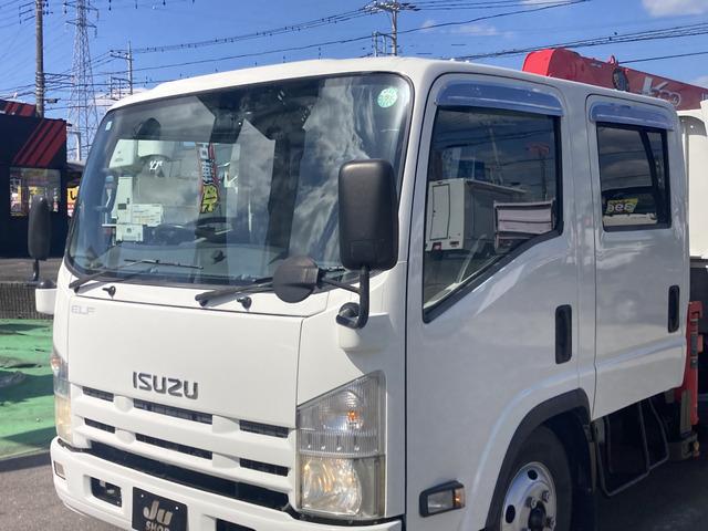 エルフトラック 　☆ダブルキャブクレーン☆積載２２００ｋｇ☆荷台内寸：１９１×３４１☆３ペダル６速☆キーレス☆後席クーラー・ヒーター☆ＥＴＣ☆バックカメラ☆ドラレコ☆ナビ☆リヤアウトリガー☆差違い☆２．９３ｔ吊（37枚目）
