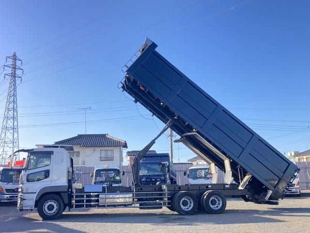 スーパーグレート ベースグレード ☆土砂禁深ダンプ☆積載10000kg☆荷台内寸:幅230×長915×高171=36立米☆3ペダル7速☆電格ミラー☆集中ロック☆ETC☆2デフ☆寝台付☆12800ccターボ☆1R22.5☆極東開発(4枚目)