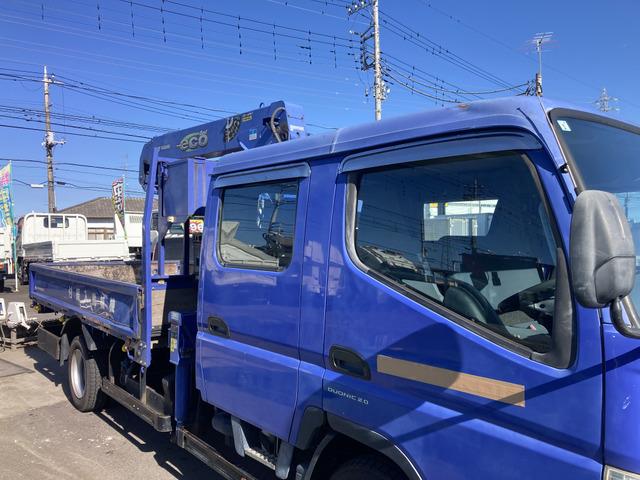 キャンター 　☆ダブルキャブクレーン☆ワイドロング☆ラジコン付☆フックイン☆２．９３ｔ吊り☆積載２３００ｋｇ☆荷台内寸：１９１×３３５☆荷台鉄板張り☆６速ＡＴ☆キーレス☆ＥＴＣ☆バックカメラ☆ドラレコ☆リアクーラー（25枚目）