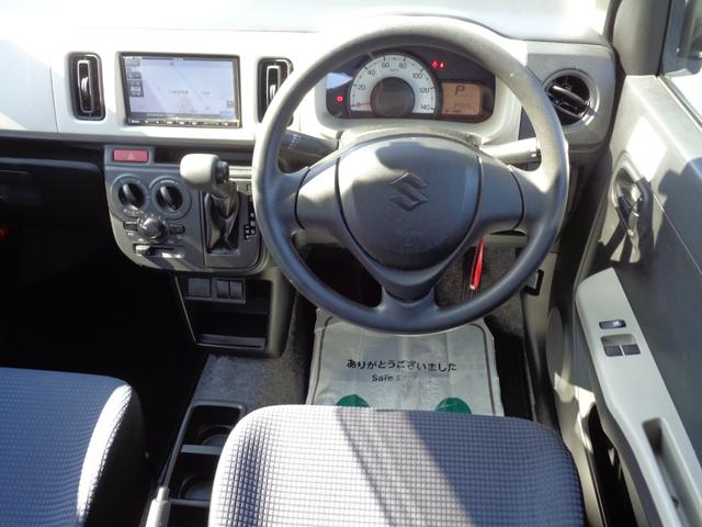 アルト Ｆ　小雹凹　地デジメモリーナビ　キーレスエントリー　ＥＴＣ　ドライブレコーダー　ＭＴモード　横滑防止装置　セキュリティアラーム　フロアマット　ドアバイザー　社外アルミ（4枚目）