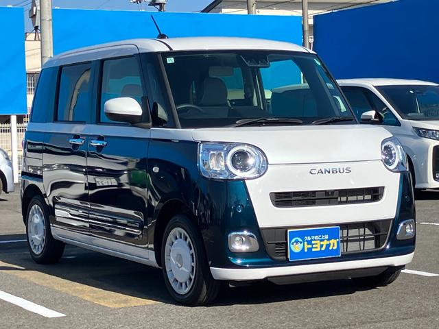 ムーヴキャンバス ストライプスＧ　ナビ　フルセグＴＶ　バックカメラ　両側電動スライドドア　ＬＥＤヘッドライト　フォグランプ　シートヒーター　コーナーセンサー　フロアマット　オートハイビーム　ステアリングスイッチ（3枚目）