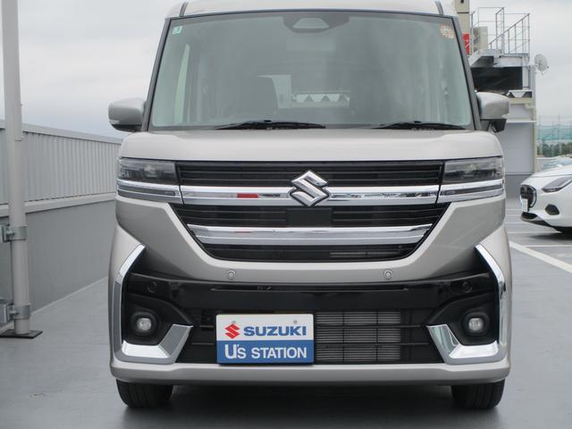 スペーシアカスタム カスタム　ＨＹＢＲＩＤ　ＸＳターボ　オートライト　スライドドア　プッシュスタート　シートヒーター　オートエアコン　スズキセーフティーサポート　衝突被害軽減システム　アイドリングストップ　衝突安全ボディ　盗難防止システム（2枚目）