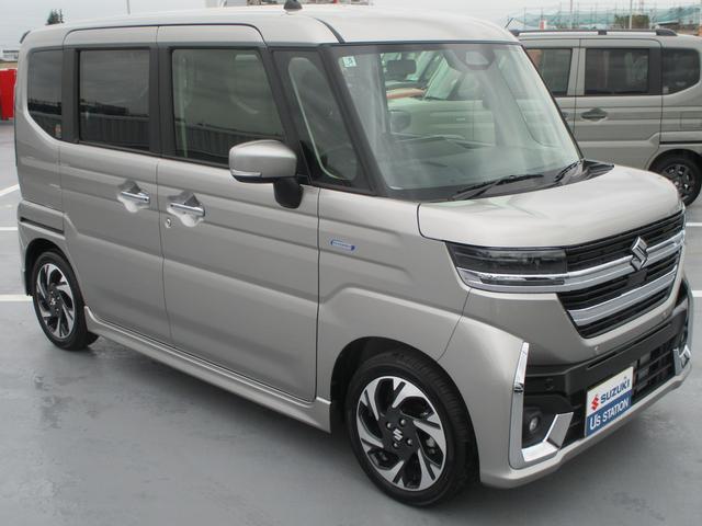 スペーシアカスタム カスタム　ＨＹＢＲＩＤ　ＸＳターボ　オートライト　スライドドア　プッシュスタート　シートヒーター　オートエアコン　スズキセーフティーサポート　衝突被害軽減システム　アイドリングストップ　衝突安全ボディ　盗難防止システム（6枚目）