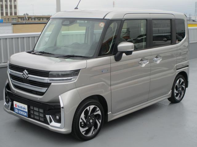 スペーシアカスタム カスタム　ＨＹＢＲＩＤ　ＸＳターボ　オートライト　スライドドア　プッシュスタート　シートヒーター　オートエアコン　スズキセーフティーサポート　衝突被害軽減システム　アイドリングストップ　衝突安全ボディ　盗難防止システム（7枚目）