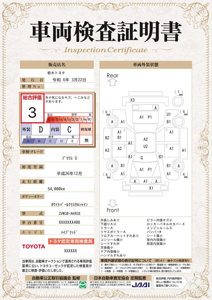 車両状態評価書