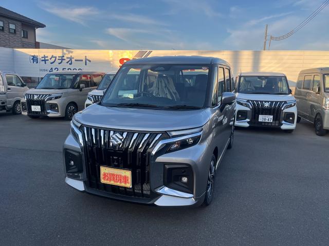 ソリオバンディット ハイブリッドＭＶ　メーカーオプションスズキコネクト全方位９型Ｂｌｕｅｔｏｏｔ地デジナビ　ＣＤ　　ＤＶＤ再生　両側オートスライドドア　スズキセーフティサポート　ＬＥＤヘッドライト　シートヒーター　メーカー保証付（3枚目）