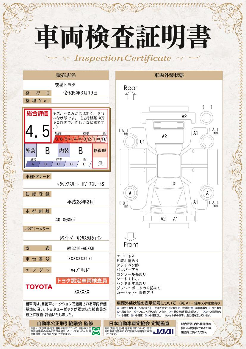 車両状態評価書