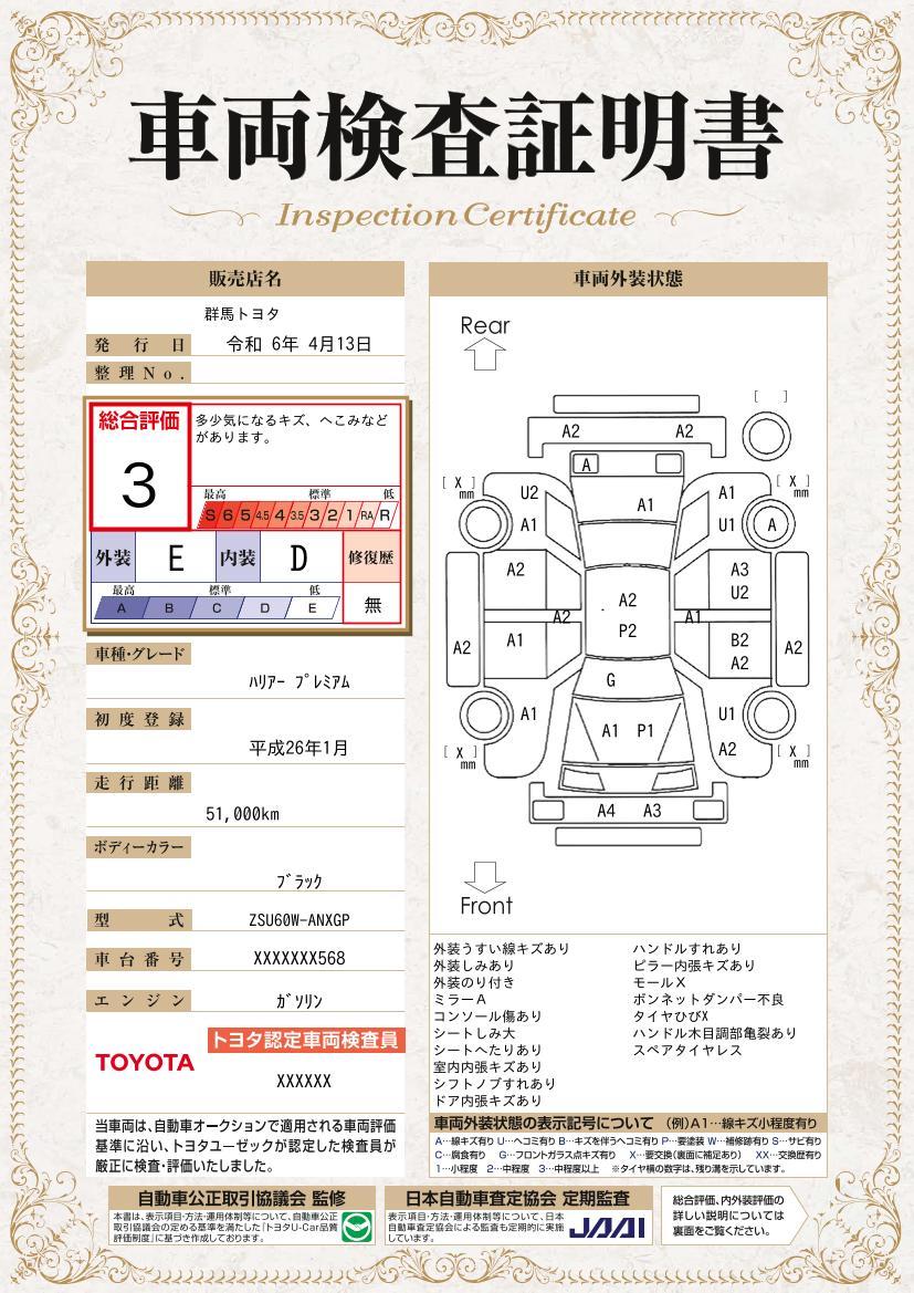 車両状態評価書