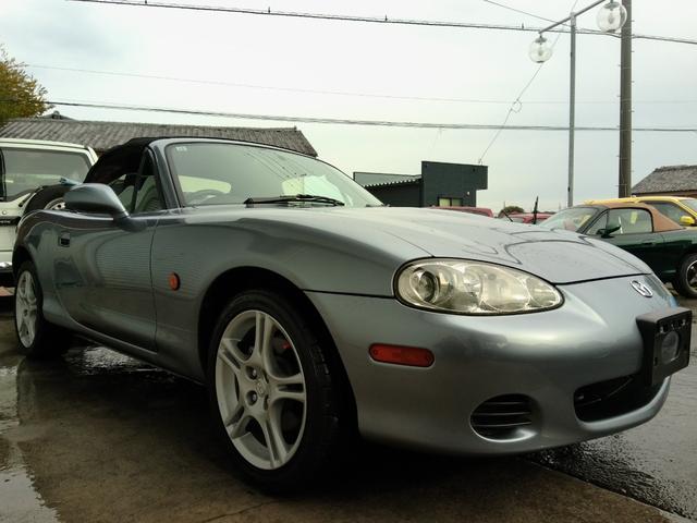 ロードスター RS 最終型!6速MT!チタニウムグレーメタリックII ブラックレザーシート BOSEサウンドシステムCD/MD スピーカー付きウインドデフレクター 専用16インチアルミ ETC Wエアバック(9枚目)