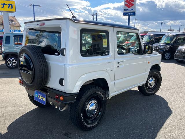 ジムニー XC ワンオーナー 4AT ダムドルーツキット付 社外アルミ マッドタイヤ ルーフブラック塗装 8インチナビTV バックカメラ ETC 純正ドラレコ前後 走行18631KM DSBS付 LEDライト(4枚目)