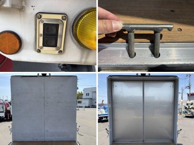 ヒノレンジャー 　アルミウイング　上物トランテックス製　荷台寸法６２７ｘ２４０ｘ２４１　荷台床板張り　積載２．７５ｔ　ラッシングレール２段　内フック５対　アオリ開閉サポート　後輪エアサス　ハイルーフ　アルミホイール装着（24枚目）