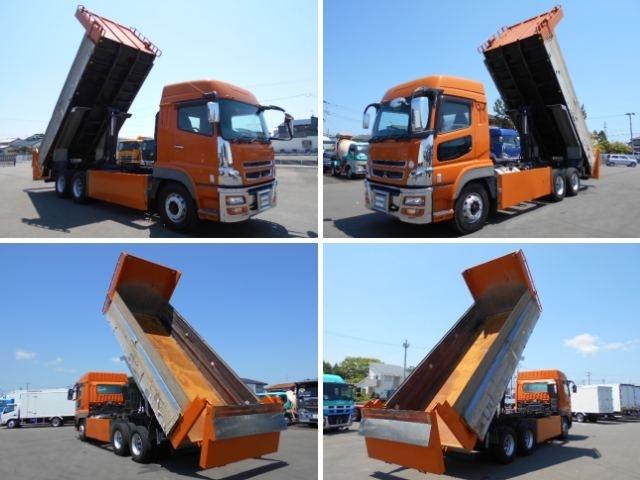 スーパーグレート 　ロングダンプ　上物新明和製　積載９．７ｔ　荷台寸法６５０×２３５×４２（差枠有）　電動コボレーン　ハイルーフ　４６０馬力（ターボ車）　２デフ　リターダー　走行６６．８万ｋｍ　７速ミッション（24枚目）