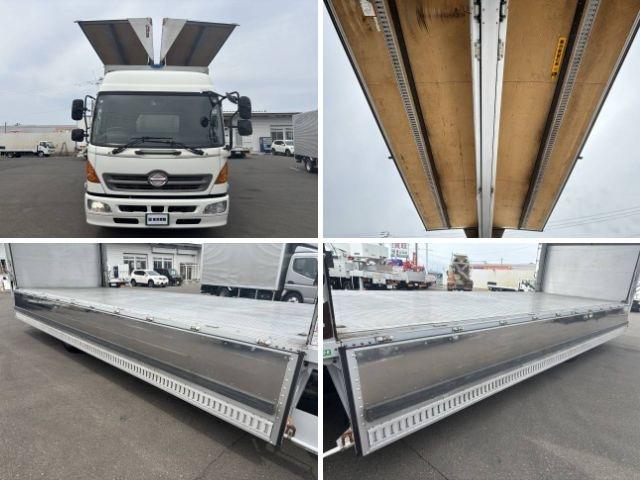 ヒノレンジャー 　ＰＧ付アルミウイング　上物フルハーフ製　荷台寸法６２９ｘ２３９ｘ２２９　荷台床アルミ板　積載２．２ｔ　跳ね上げＰＧ付（庫内リモコン付）　ＰＧ昇降能力１０００ｋｇ　ハイルーフ　アルミホイール装着（25枚目）