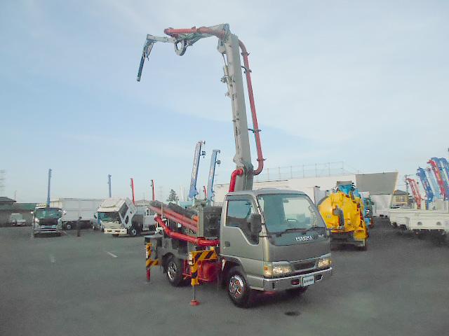エルフトラック 　コンクリートポンプ車　上物極東開発製　上物型式ＰＨ３５－１１　真空スクイーズ式　３段屈折式ブーム　地上高１１．４ｍ　３６０°全旋回　ラジコン２個あり（無線）　走行６万ｋｍ（35枚目）