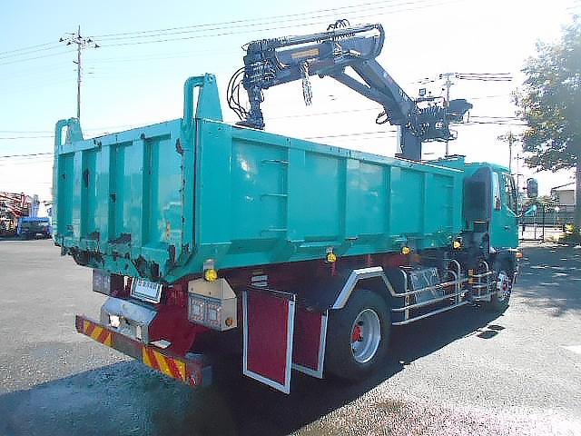 ヒノレンジャー  ヒアブクレーン付深ダンプ ヒアブクレーン(099) チューリップ型グラップル 回転式グラップル トップシート有 極東開発製深ダンプ 土砂禁 積載5.1t 増トン車 走行8.4万km ダンプ後方下開き(6枚目)