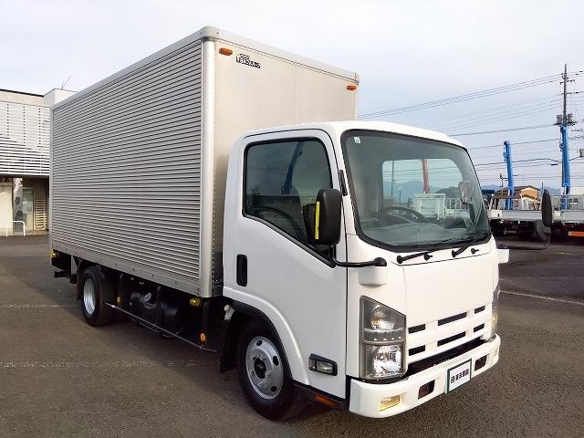 エルフトラック 跳ね上げPG付アルミバン 上物日本フルハーフ 標準ロングボディ 積載2.95t 荷台寸法446×176×207 荷台床木張り パワーゲート日本フルハーフ製 左サイド扉 ラッシングレール1段 ハイキャブ(2枚目)