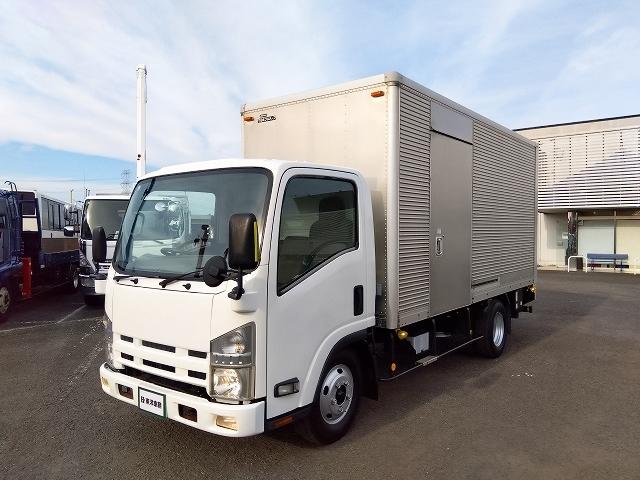 エルフトラック 跳ね上げPG付アルミバン 上物日本フルハーフ 標準ロングボディ 積載2.95t 荷台寸法446×176×207 荷台床木張り パワーゲート日本フルハーフ製 左サイド扉 ラッシングレール1段 ハイキャブ(3枚目)