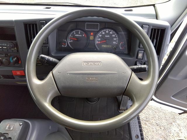 エルフトラック 跳ね上げPG付アルミバン 上物日本フルハーフ 標準ロングボディ 積載2.95t 荷台寸法446×176×207 荷台床木張り パワーゲート日本フルハーフ製 左サイド扉 ラッシングレール1段 ハイキャブ(18枚目)