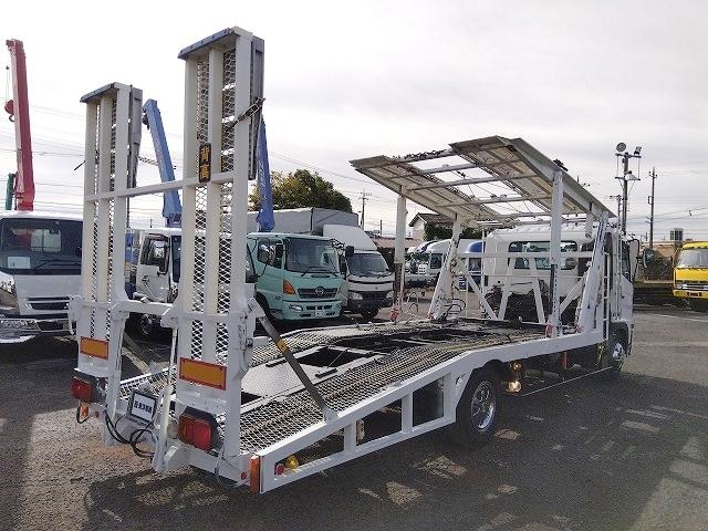ヒノレンジャー 車両運搬車 2台積み 上物丸文製 積載3.05t 上物内寸580×215 自動歩み付 歩み寸法(1本)326×58 バックモニター付 ETC付 走行38.4万km 6速ミッション(6枚目)