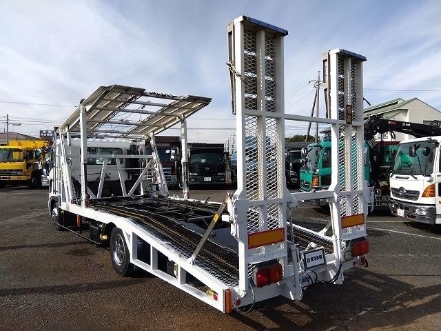 ヒノレンジャー 車両運搬車 2台積み 上物丸文製 積載3.05t 上物内寸580×215 自動歩み付 歩み寸法(1本)326×58 バックモニター付 ETC付 走行38.4万km 6速ミッション(7枚目)