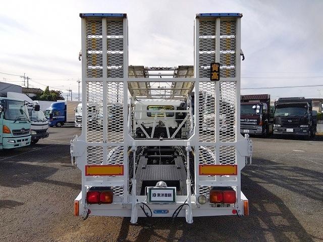 ヒノレンジャー 車両運搬車 2台積み 上物丸文製 積載3.05t 上物内寸580×215 自動歩み付 歩み寸法(1本)326×58 バックモニター付 ETC付 走行38.4万km 6速ミッション(9枚目)
