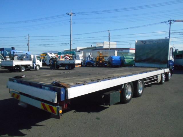 ギガ アルミブロック平ボディ 5方開 支柱抜き差し可 荷台床木張り 内フック27対 センターフック15カ所 荷台内寸951x235x20 後輪エアサス 7速ミッション 積載15t 25t車 リターダー有(21枚目)