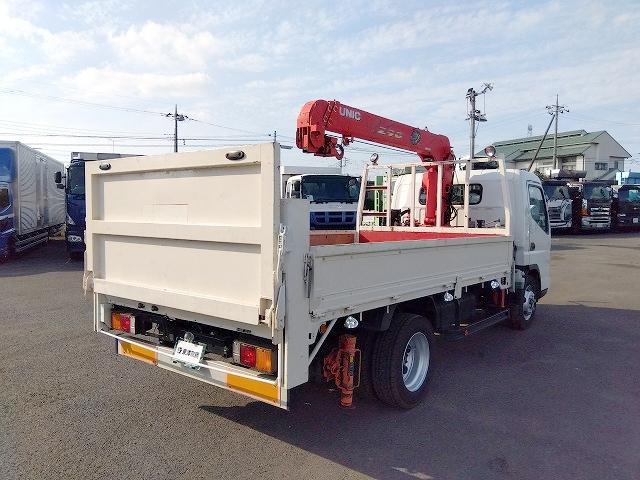 キャンター PG付クレーン付平ボディ 上物古河ユニック製 3段ブーム 2.9t吊 フックイン 差し違いアウトリガー 積載3.55t 荷台寸378×208×37 ワイド超ロングボディ アオリサポート付 垂直PG付(6枚目)