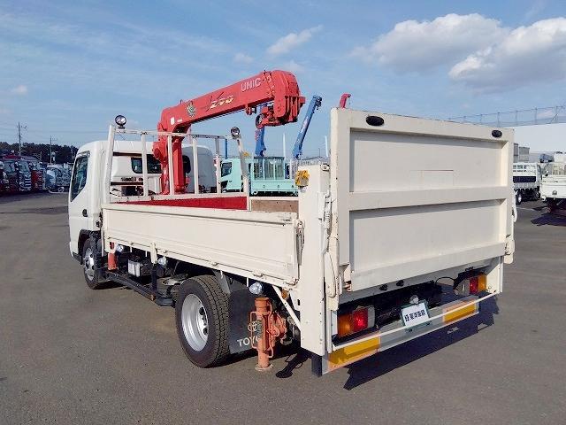 キャンター PG付クレーン付平ボディ 上物古河ユニック製 3段ブーム 2.9t吊 フックイン 差し違いアウトリガー 積載3.55t 荷台寸378×208×37 ワイド超ロングボディ アオリサポート付 垂直PG付(7枚目)