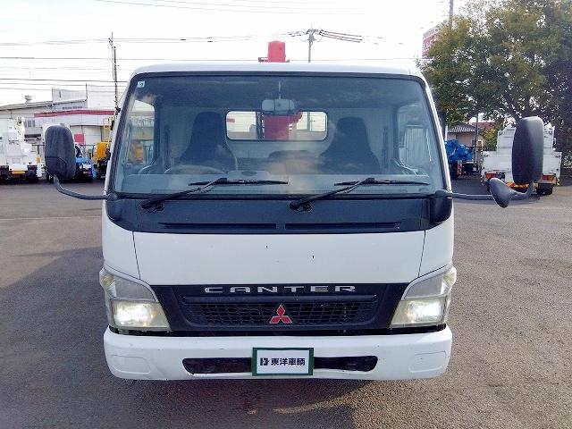 キャンター PG付クレーン付平ボディ 上物古河ユニック製 3段ブーム 2.9t吊 フックイン 差し違いアウトリガー 積載3.55t 荷台寸378×208×37 ワイド超ロングボディ アオリサポート付 垂直PG付(8枚目)