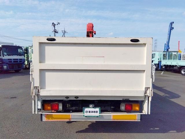キャンター PG付クレーン付平ボディ 上物古河ユニック製 3段ブーム 2.9t吊 フックイン 差し違いアウトリガー 積載3.55t 荷台寸378×208×37 ワイド超ロングボディ アオリサポート付 垂直PG付(9枚目)