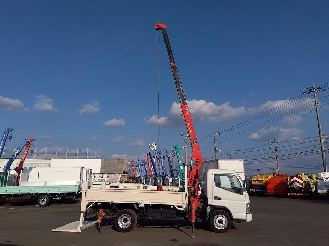 キャンター PG付クレーン付平ボディ 上物古河ユニック製 3段ブーム 2.9t吊 フックイン 差し違いアウトリガー 積載3.55t 荷台寸378×208×37 ワイド超ロングボディ アオリサポート付 垂直PG付(24枚目)