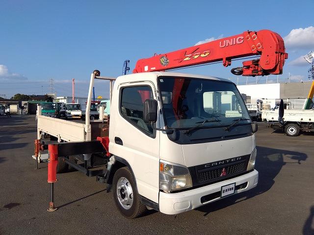 キャンター PG付クレーン付平ボディ 上物古河ユニック製 3段ブーム 2.9t吊 フックイン 差し違いアウトリガー 積載3.55t 荷台寸378×208×37 ワイド超ロングボディ アオリサポート付 垂直PG付(25枚目)