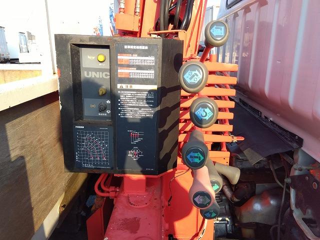 キャンター PG付クレーン付平ボディ 上物古河ユニック製 3段ブーム 2.9t吊 フックイン 差し違いアウトリガー 積載3.55t 荷台寸378×208×37 ワイド超ロングボディ アオリサポート付 垂直PG付(38枚目)