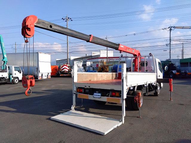 キャンター PG付クレーン付平ボディ 上物古河ユニック製 3段ブーム 2.9t吊 フックイン 差し違いアウトリガー 積載3.55t 荷台寸378×208×37 ワイド超ロングボディ アオリサポート付 垂直PG付(44枚目)