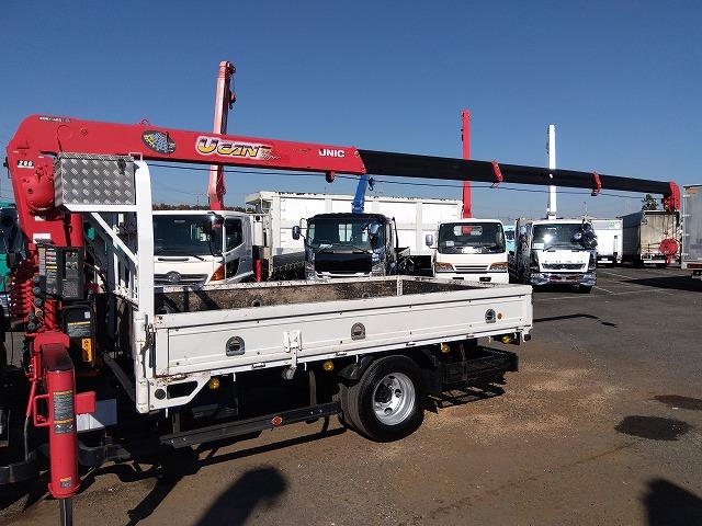 エルフトラック クレーン付平ボディ 上物古河ユニック製 4段ブーム ラジコン付(無線) フックイン 2.9t吊り 差し違いアウトリガー 積載3t ワイドボディ 荷台寸法356x208x35 荷台床木張り 内フック付(31枚目)