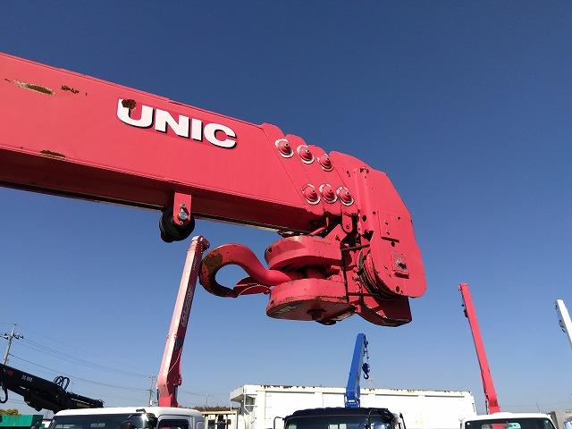 エルフトラック クレーン付平ボディ 上物古河ユニック製 4段ブーム ラジコン付(無線) フックイン 2.9t吊り 差し違いアウトリガー 積載3t ワイドボディ 荷台寸法356x208x35 荷台床木張り 内フック付(35枚目)