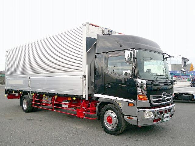 ヒノレンジャー 　アルミウイング　上物トランテックス製　積載７ｔ　荷台寸７２７×２２３×２３１　７．２ｍセミワイドボディ　増トン車　ラッシングレール１段　内フック８対　ハイルーフ　リーフサス　横ネタ鉄製　社外ナビ有（2枚目）