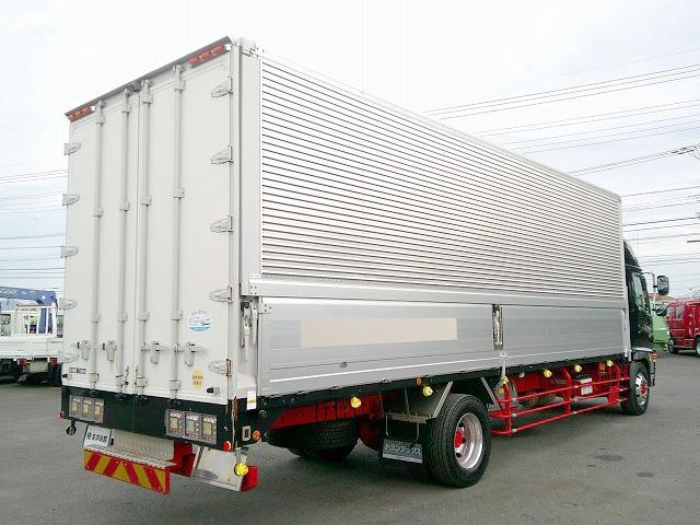 ヒノレンジャー 　アルミウイング　上物トランテックス製　積載７ｔ　荷台寸７２７×２２３×２３１　７．２ｍセミワイドボディ　増トン車　ラッシングレール１段　内フック８対　ハイルーフ　リーフサス　横ネタ鉄製　社外ナビ有（4枚目）